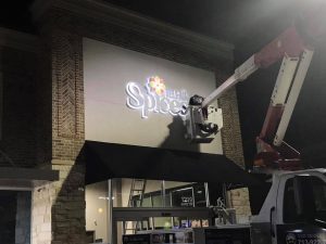 Calgary Lighted Signs illuminated cabinet channel letters outdoor install 300x225